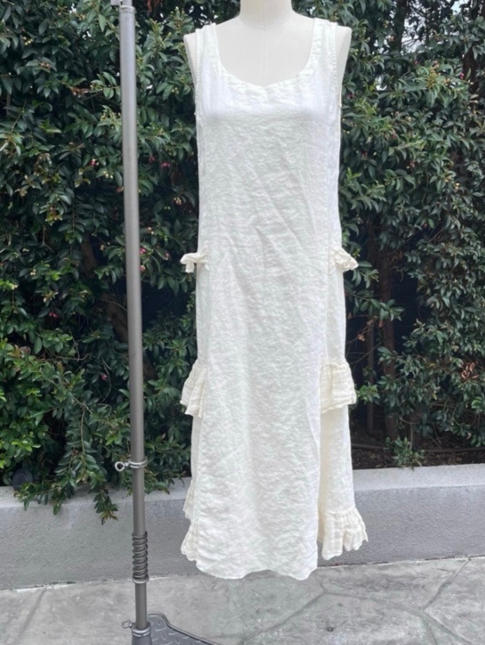 NWOT White Sleeveless Maxi Dress Ruffle Hem Cottagecore Boho Women’s fairy